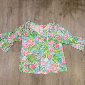 Lilly Pulitzer Tunic in Indigo Midnight Cove flamingo Size XL
